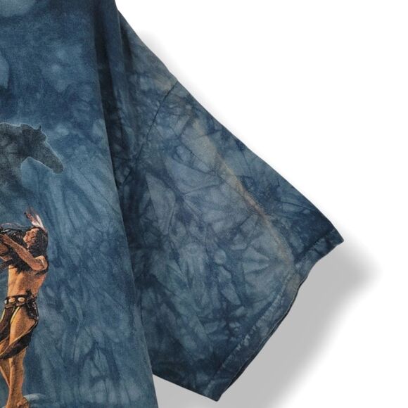 Vintage Y2K 2009 The Mountain Native American Man Blue Tie Dye T-Shirt Size XXL - Picture 7 of 11